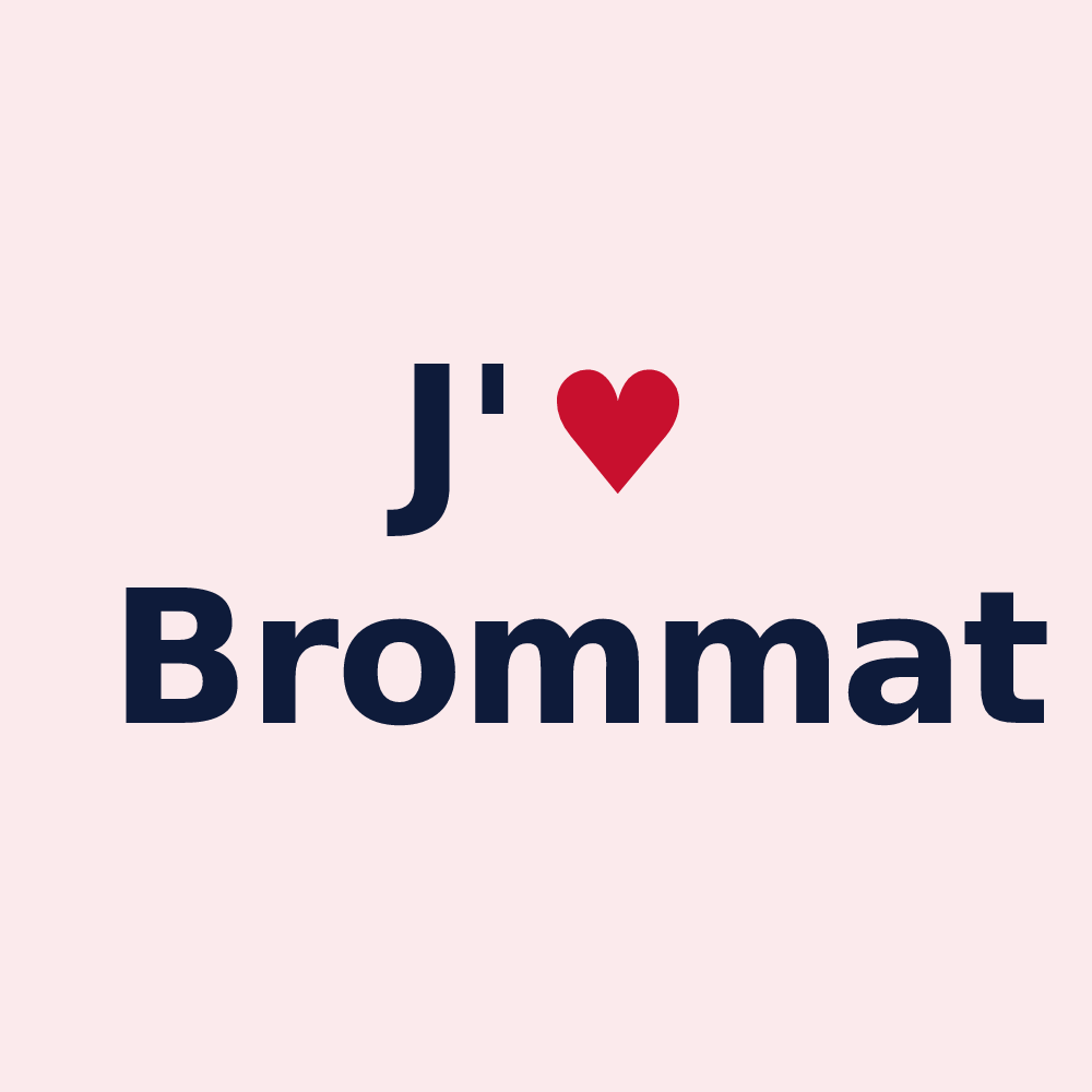 Magnet personnalisé Brommat — design « J'aime Brommat » imprimé sur le magnet