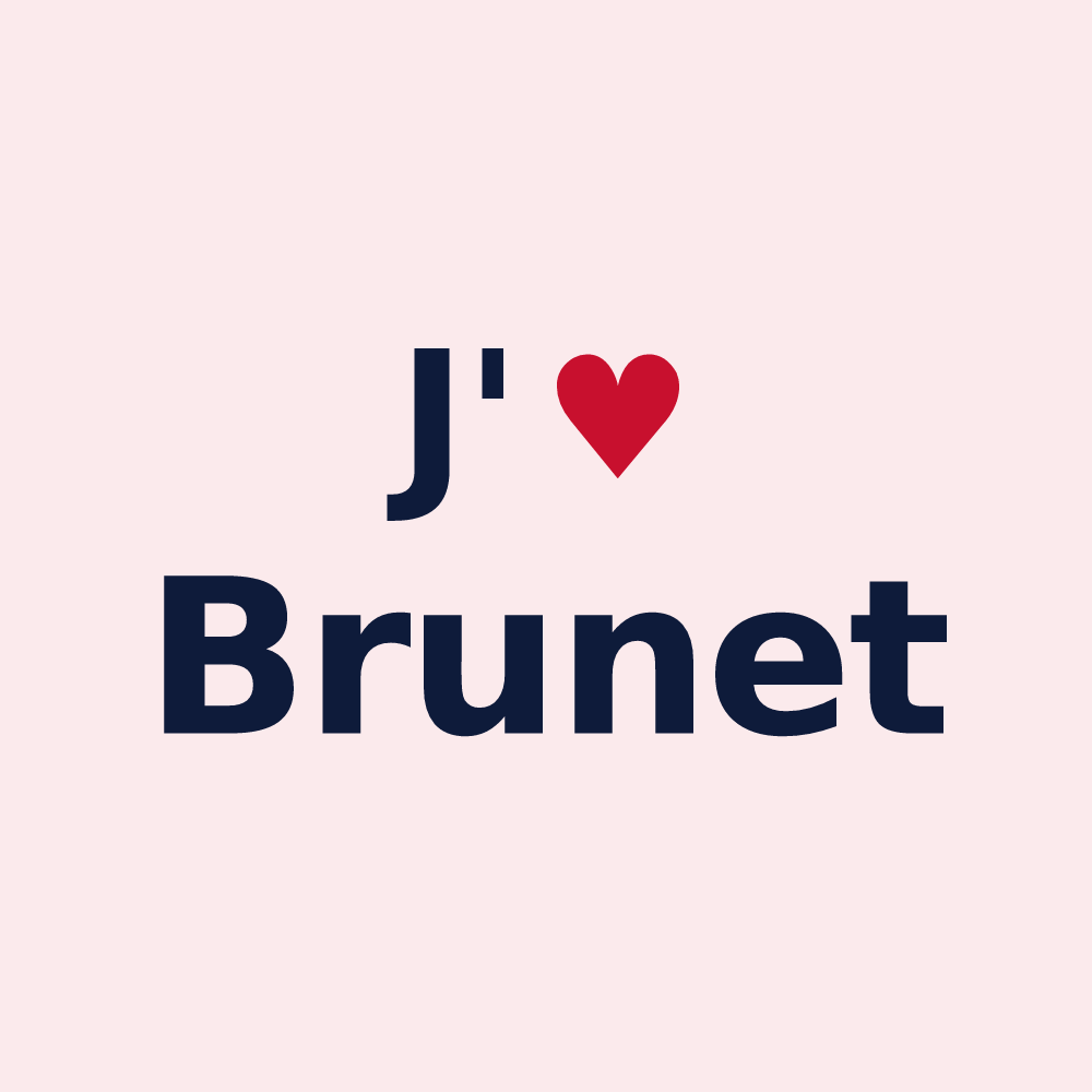 Magnet personnalisé Brunet — design « J'aime Brunet » imprimé sur le magnet