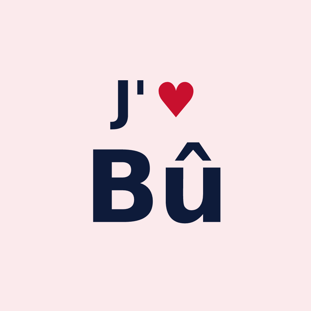 Magnet personnalisé Bû — design « J'aime Bû » imprimé sur le magnet