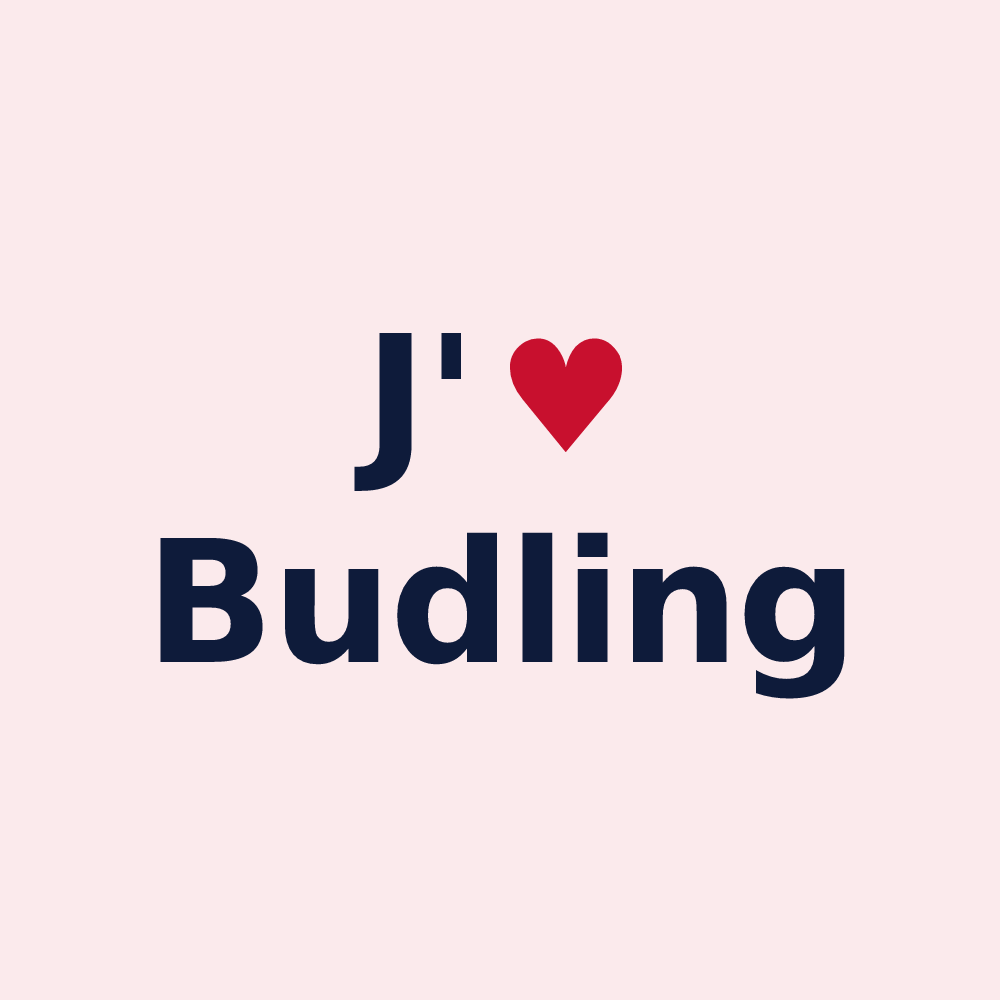 Magnet personnalisé Budling — design « J'aime Budling » imprimé sur le magnet