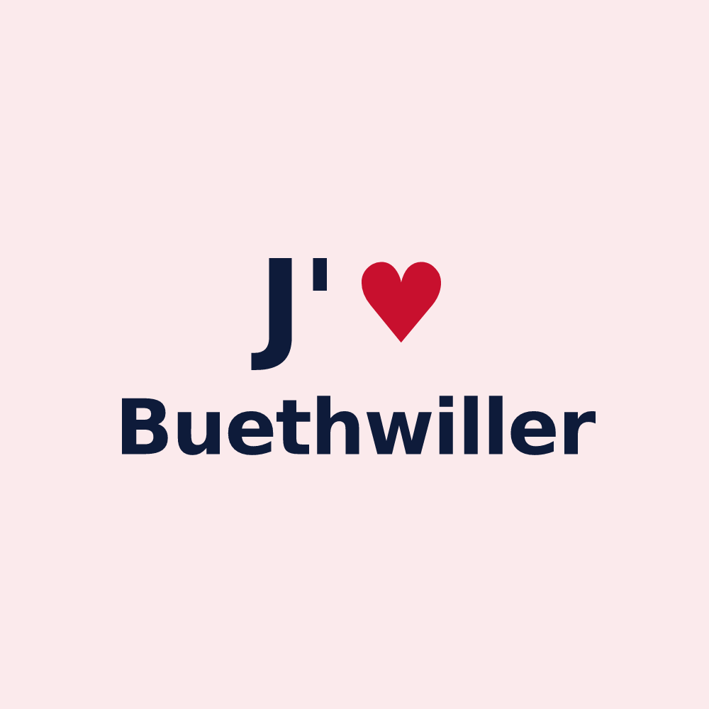 Magnet personnalisé Buethwiller — design J'aime Buethwiller