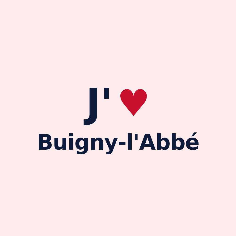 Magnet personnalisé Buigny-l'Abbé — design « J'aime Buigny-l'Abbé » imprimé sur le magnet