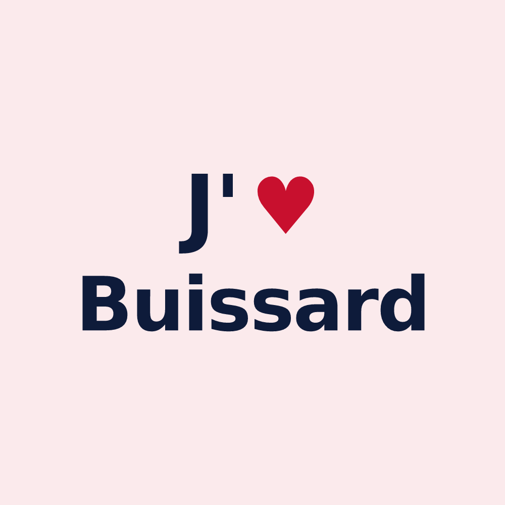 Magnet personnalisé Buissard — design J'aime Buissard