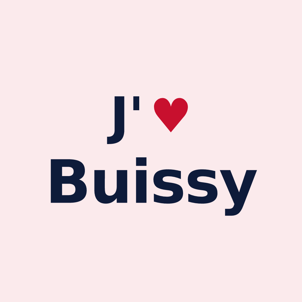 Magnet personnalisé Buissy — design « J'aime Buissy » imprimé sur le magnet
