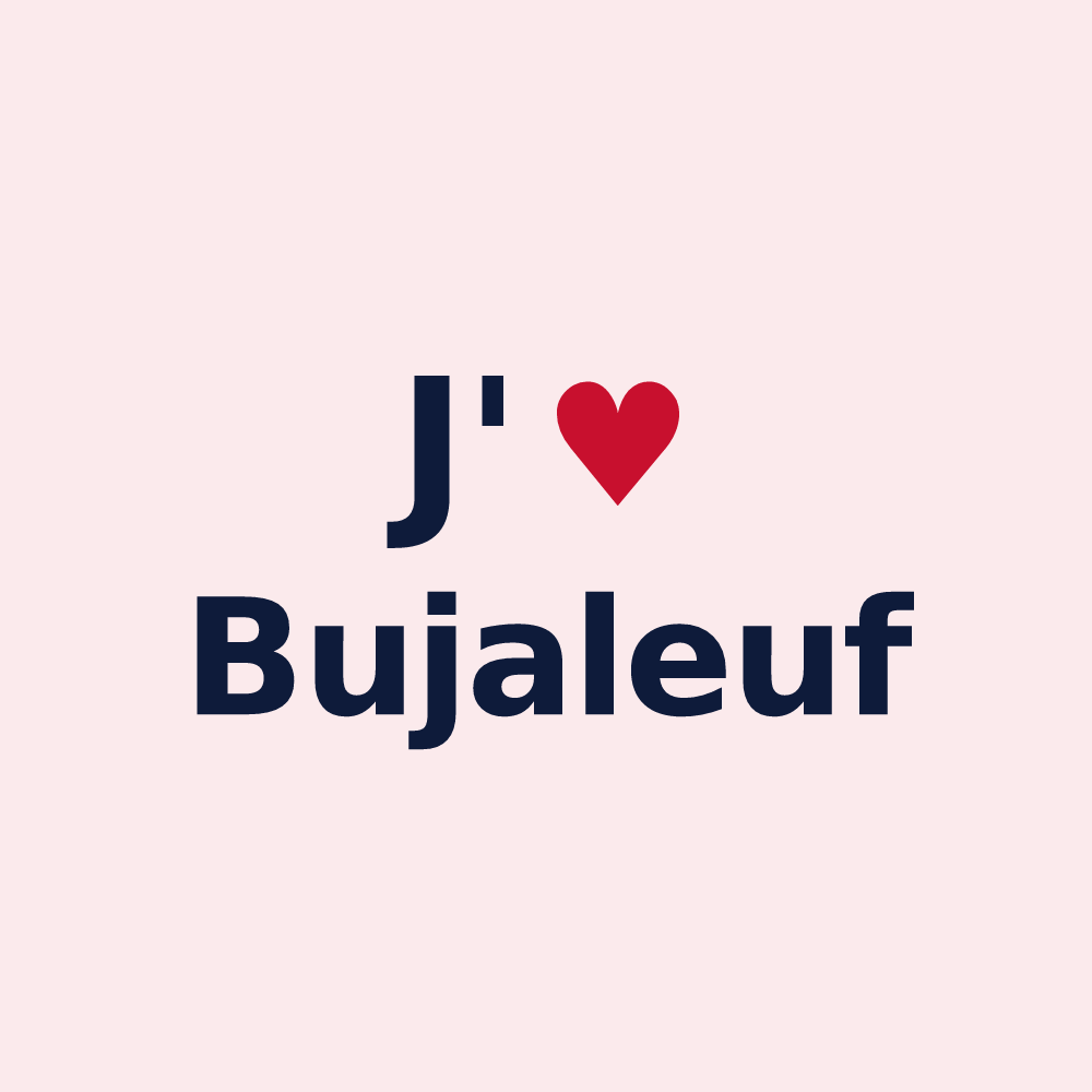 Magnet personnalisé Bujaleuf — design J'aime Bujaleuf