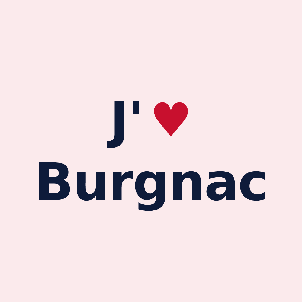 Magnet personnalisé Burgnac — design J'aime Burgnac