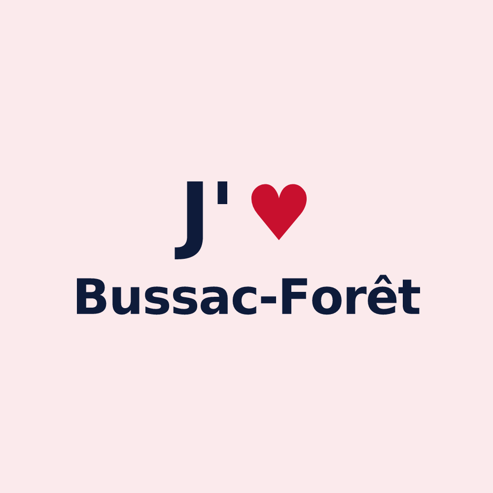 Magnet personnalisé Bussac-Forêt — design J'aime Bussac-Forêt