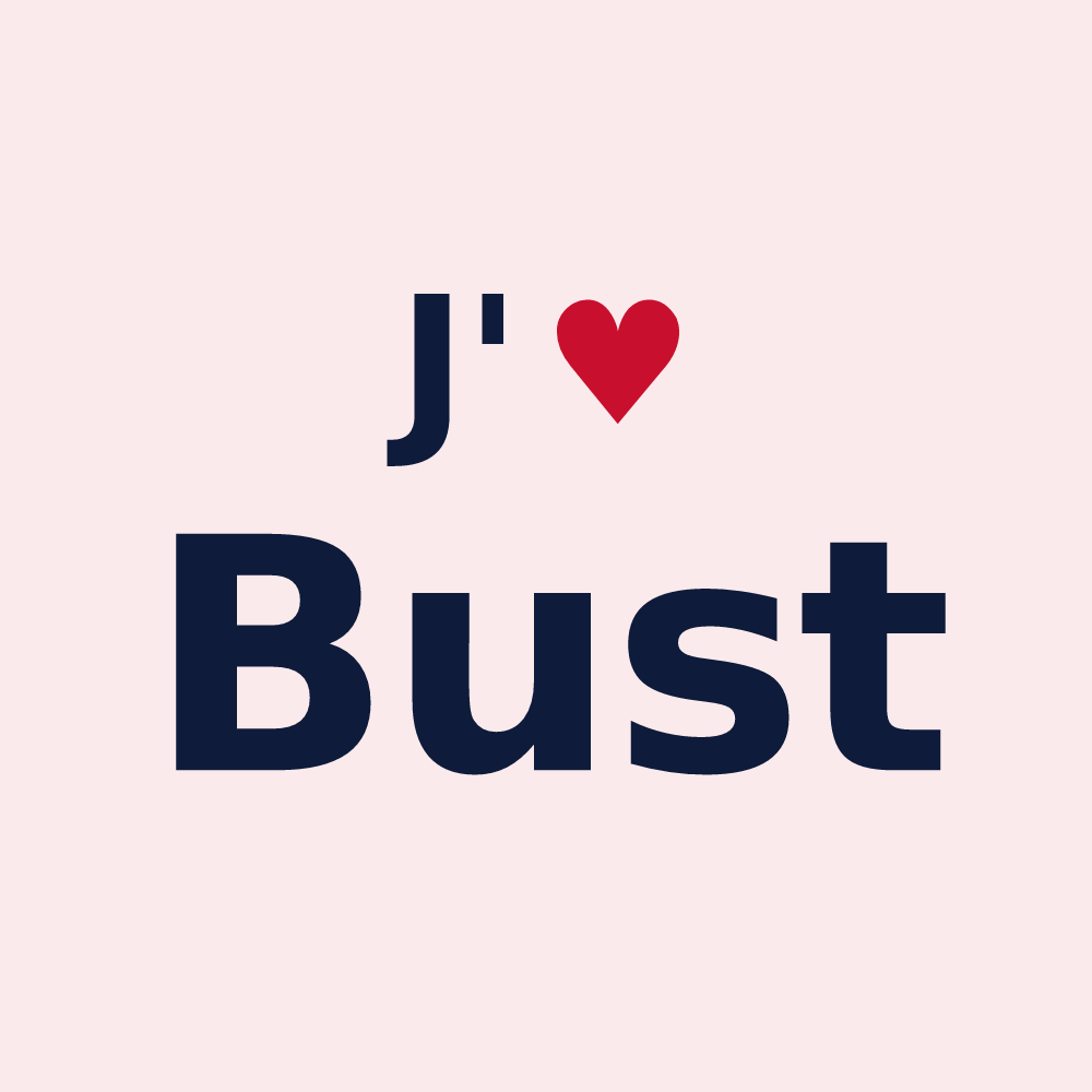 Magnet personnalisé Bust — design « J'aime Bust » imprimé sur le magnet