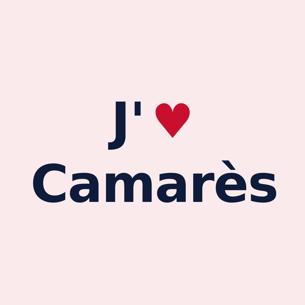 Magnet personnalisé Camarès — design « J'aime Camarès » imprimé sur le magnet