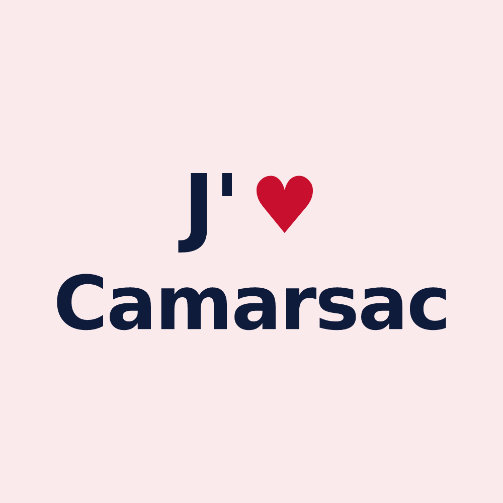Magnet personnalisé Camarsac — design « J'aime Camarsac » imprimé sur le magnet