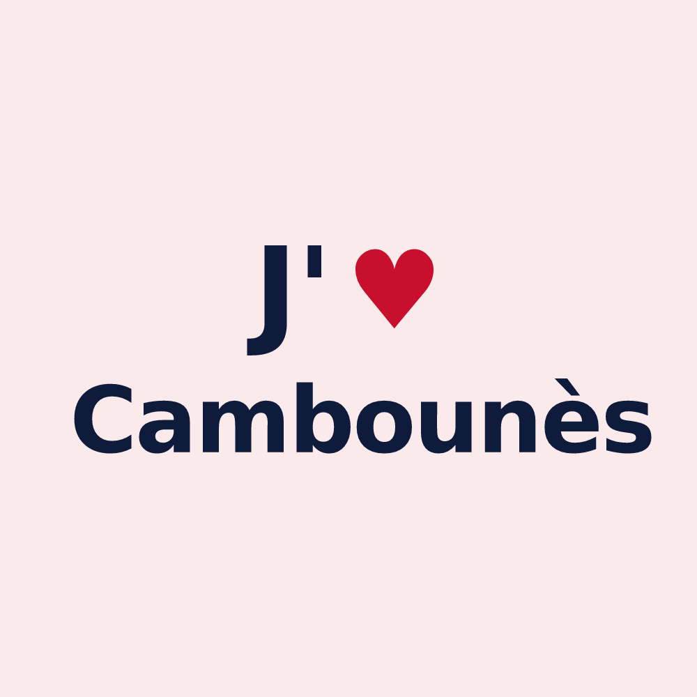 Magnet personnalisé Cambounès — design « J'aime Cambounès » imprimé sur le magnet