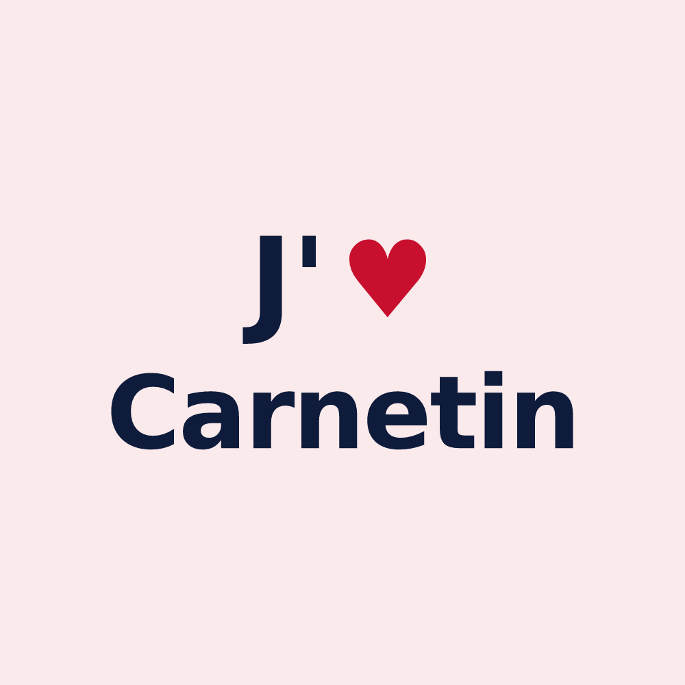 Magnet personnalisé Carnetin — design « J'aime Carnetin » imprimé sur le magnet