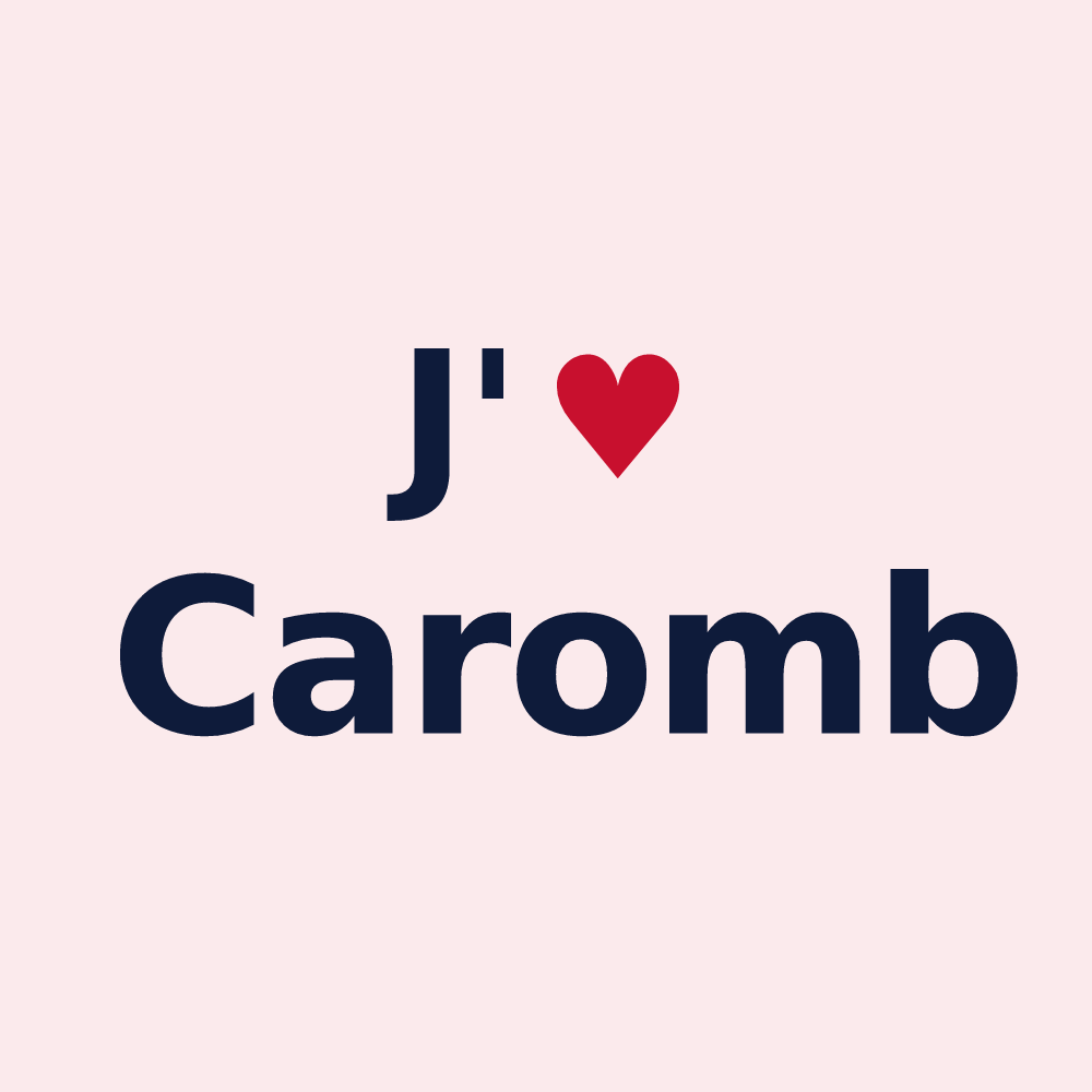 Magnet personnalisé Caromb — design « J'aime Caromb » imprimé sur le magnet