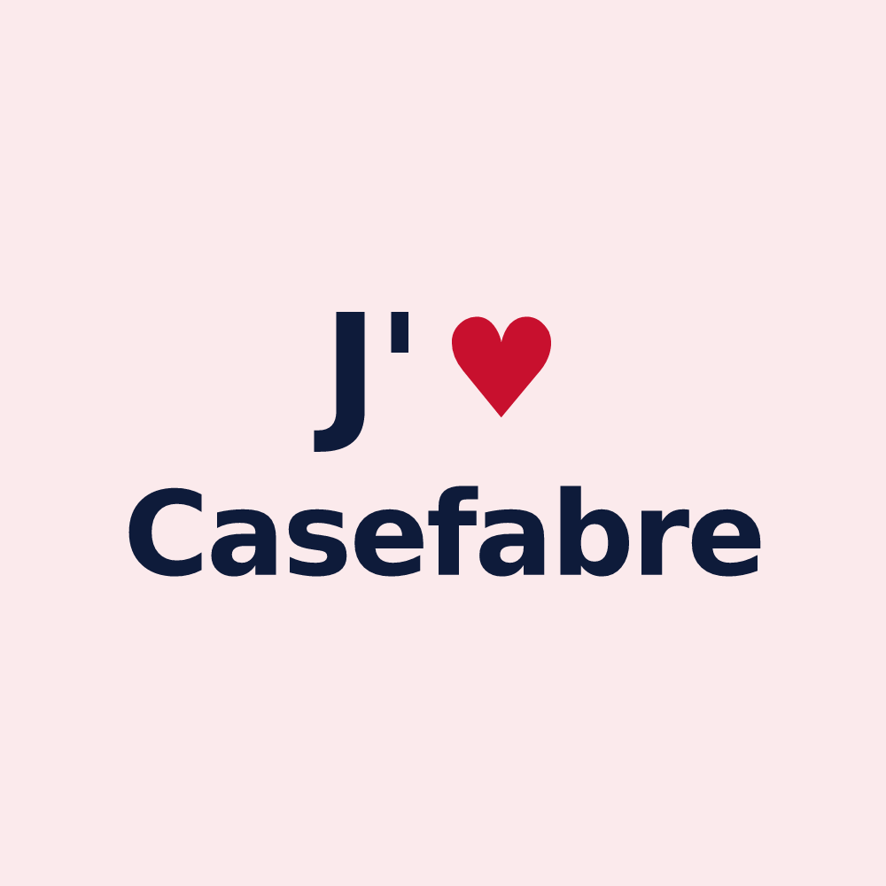 Magnet personnalisé Casefabre — design J'aime Casefabre
