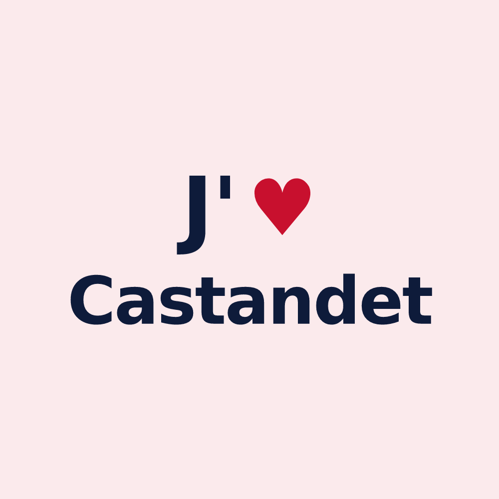 Magnet personnalisé Castandet — design « J'aime Castandet » imprimé sur le magnet