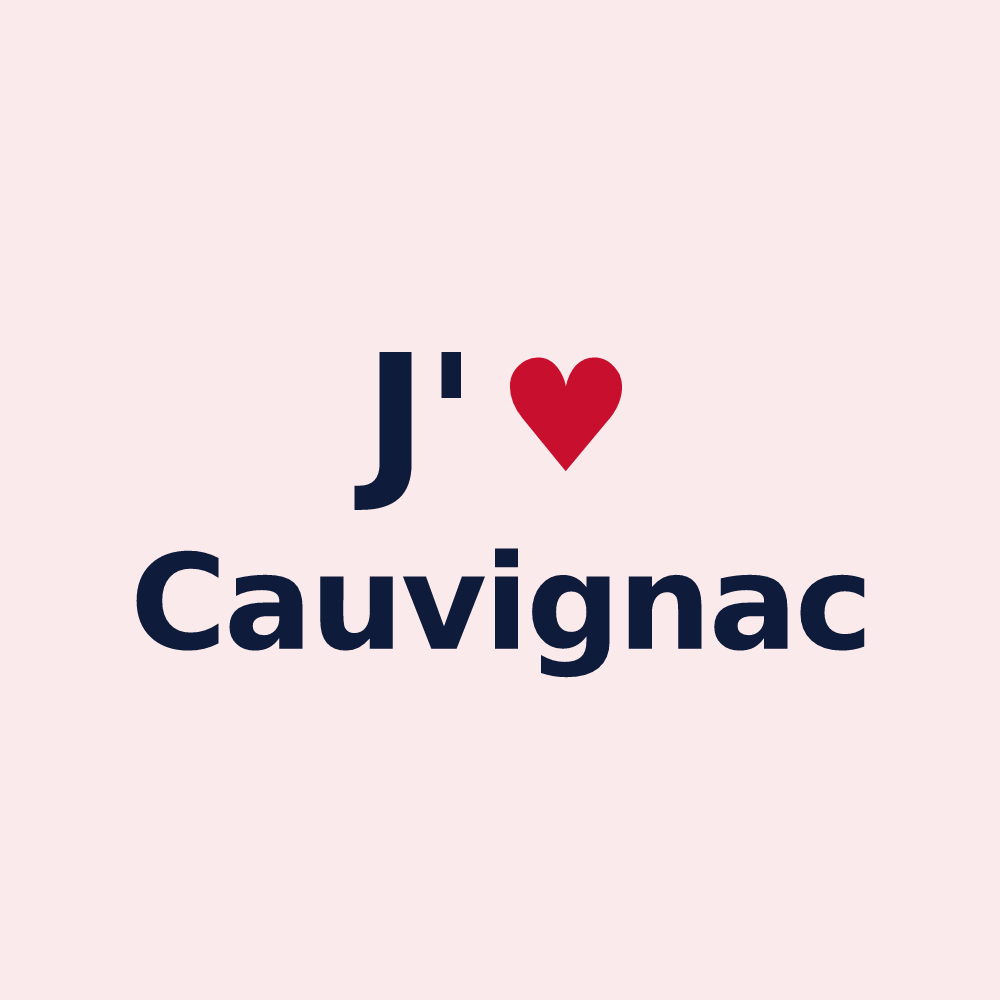 Magnet personnalisé Cauvignac — design « J'aime Cauvignac » imprimé sur le magnet