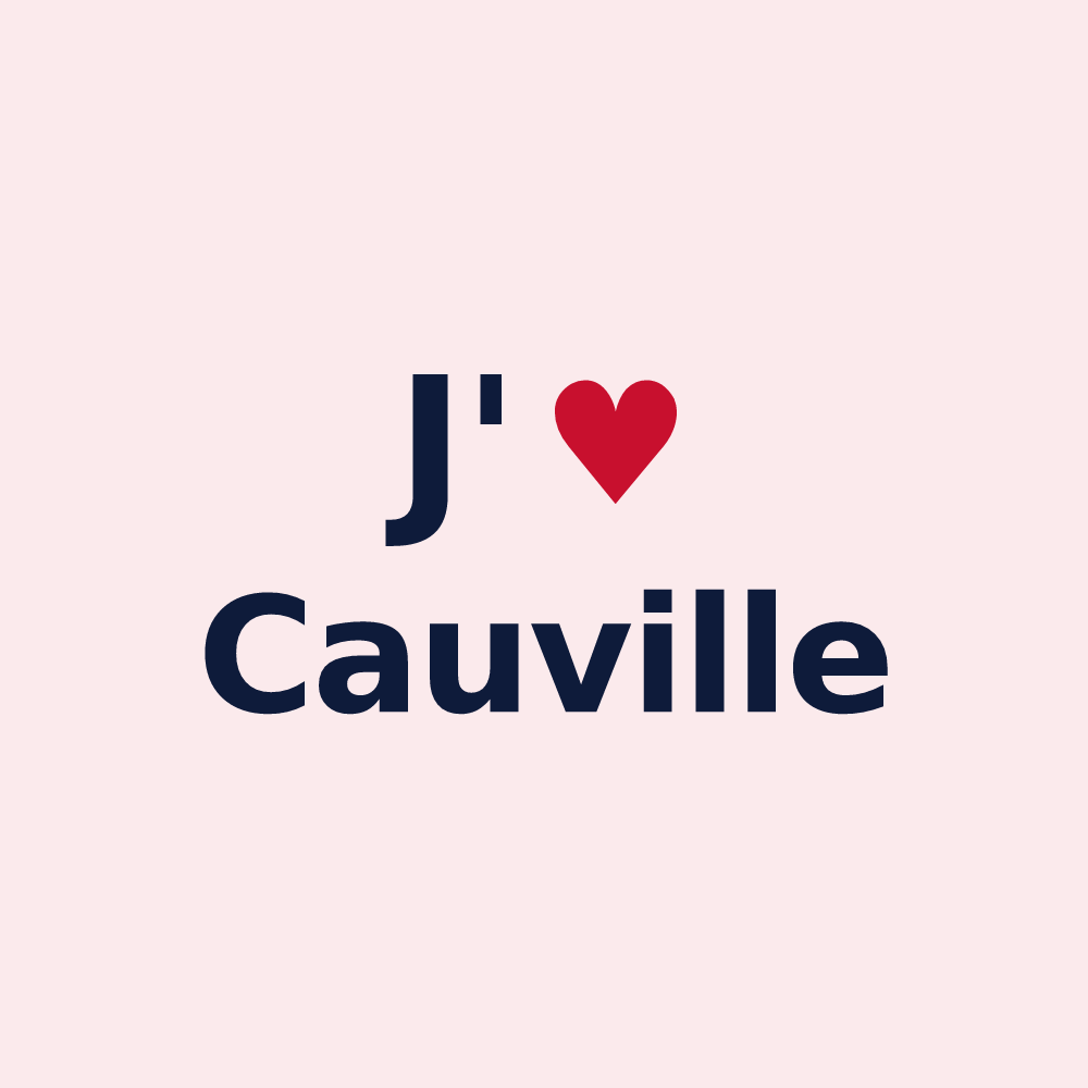 Magnet personnalisé Cauville — design « J'aime Cauville » imprimé sur le magnet
