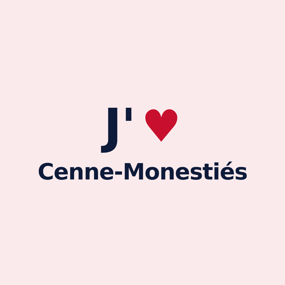 Magnet personnalisé Cenne-Monestiés — design « J'aime Cenne-Monestiés » imprimé sur le magnet