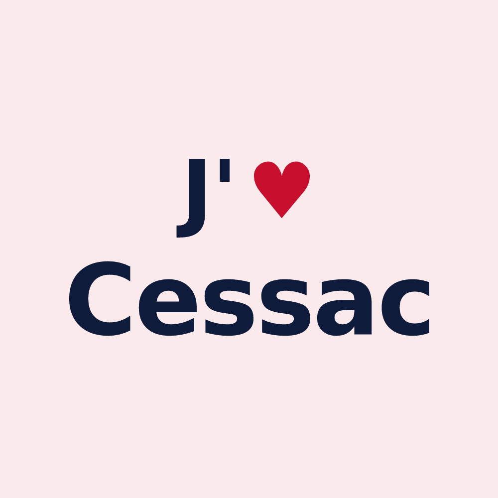 Magnet personnalisé Cessac — design « J'aime Cessac » imprimé sur le magnet