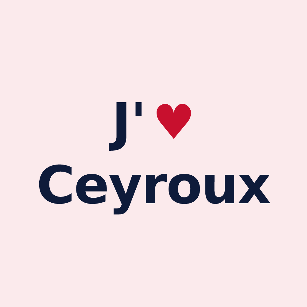 Magnet personnalisé Ceyroux — design « J'aime Ceyroux » imprimé sur le magnet