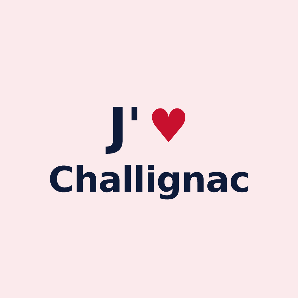 Magnet personnalisé Challignac — design « J'aime Challignac » imprimé sur le magnet