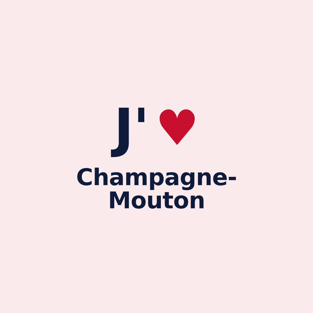 Magnet personnalisé Champagne-Mouton — design J'aime Champagne-Mouton