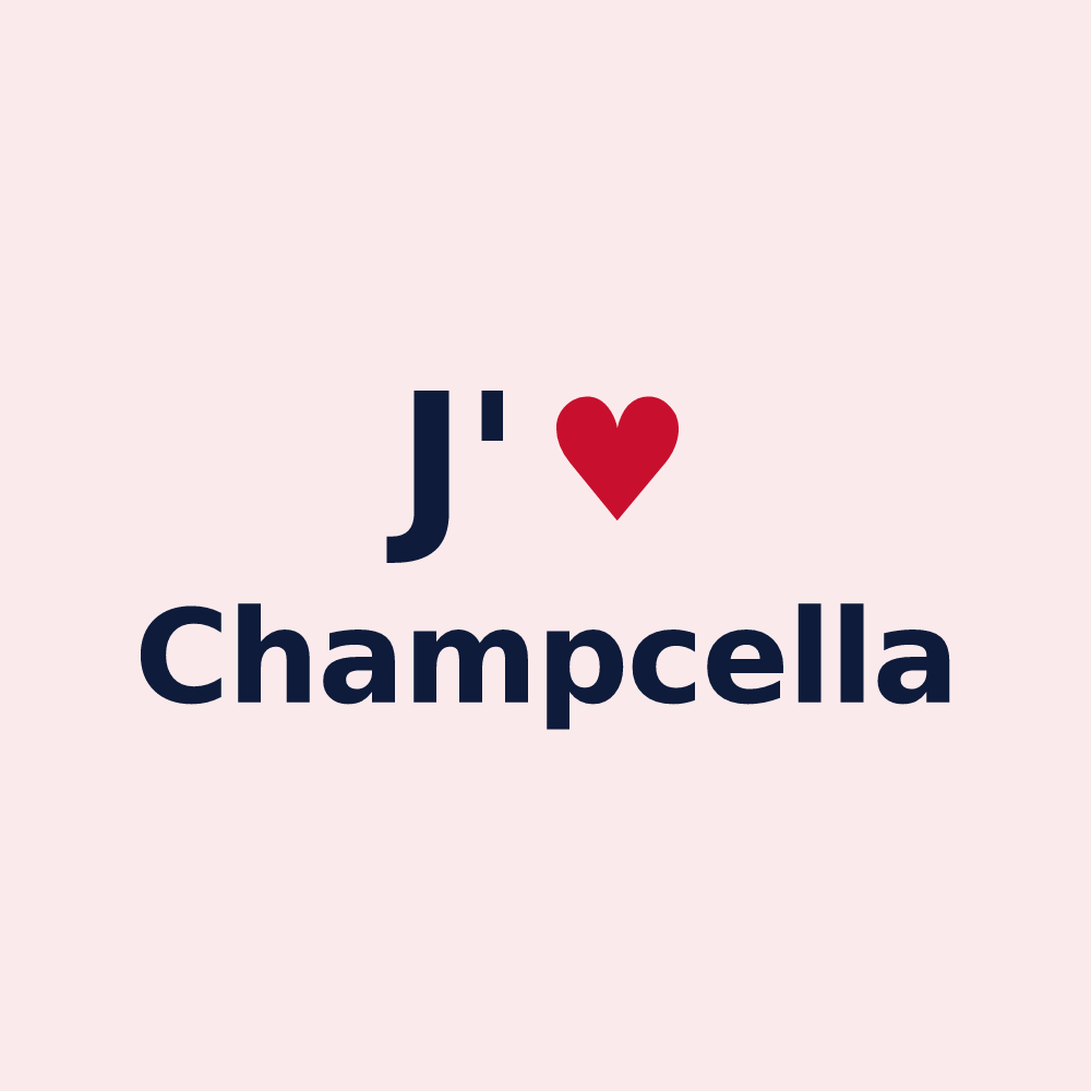 Magnet personnalisé Champcella — design « J'aime Champcella » imprimé sur le magnet