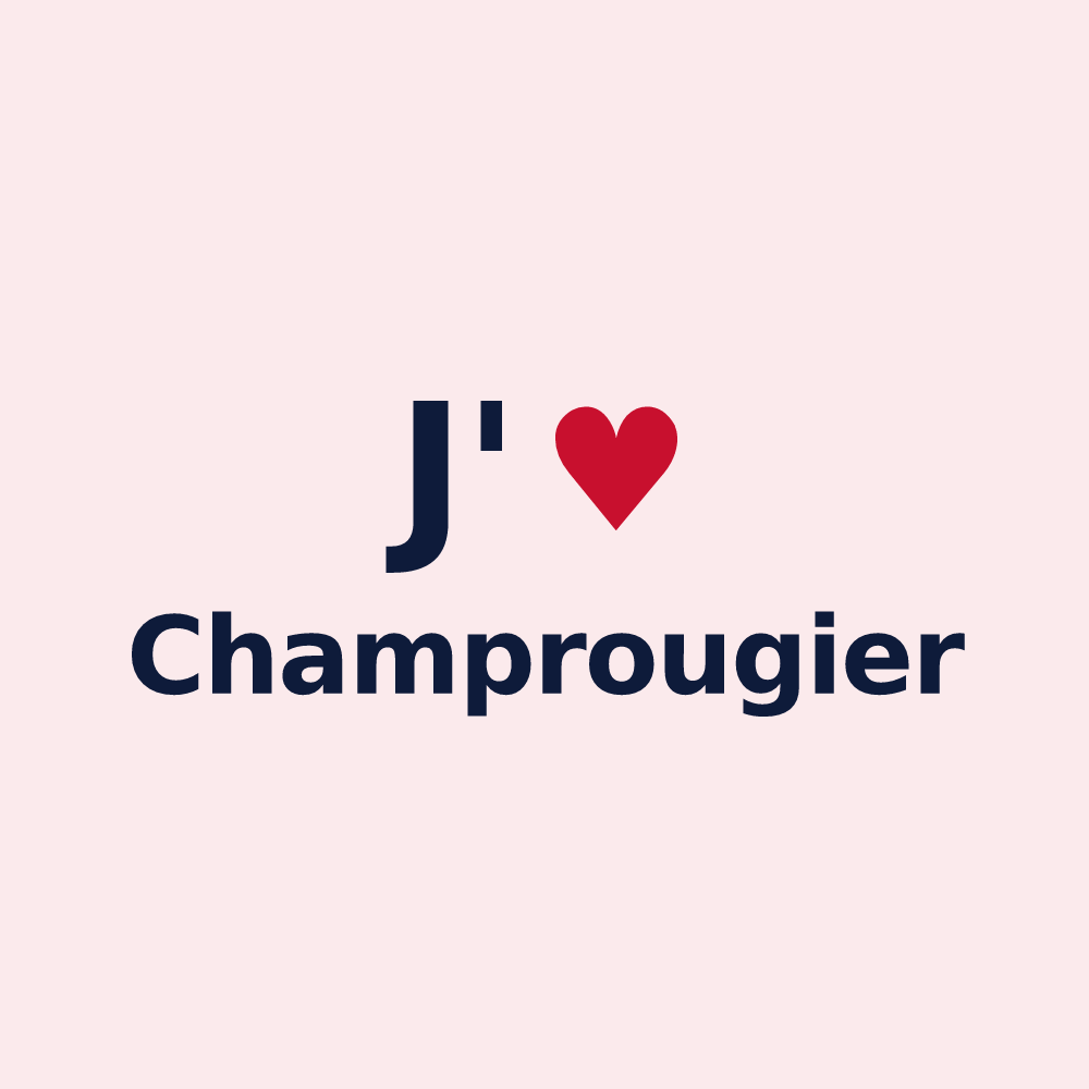 Magnet personnalisé Champrougier — design « J'aime Champrougier » imprimé sur le magnet