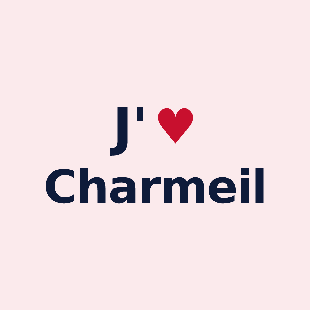 Magnet personnalisé Charmeil — design « J'aime Charmeil » imprimé sur le magnet