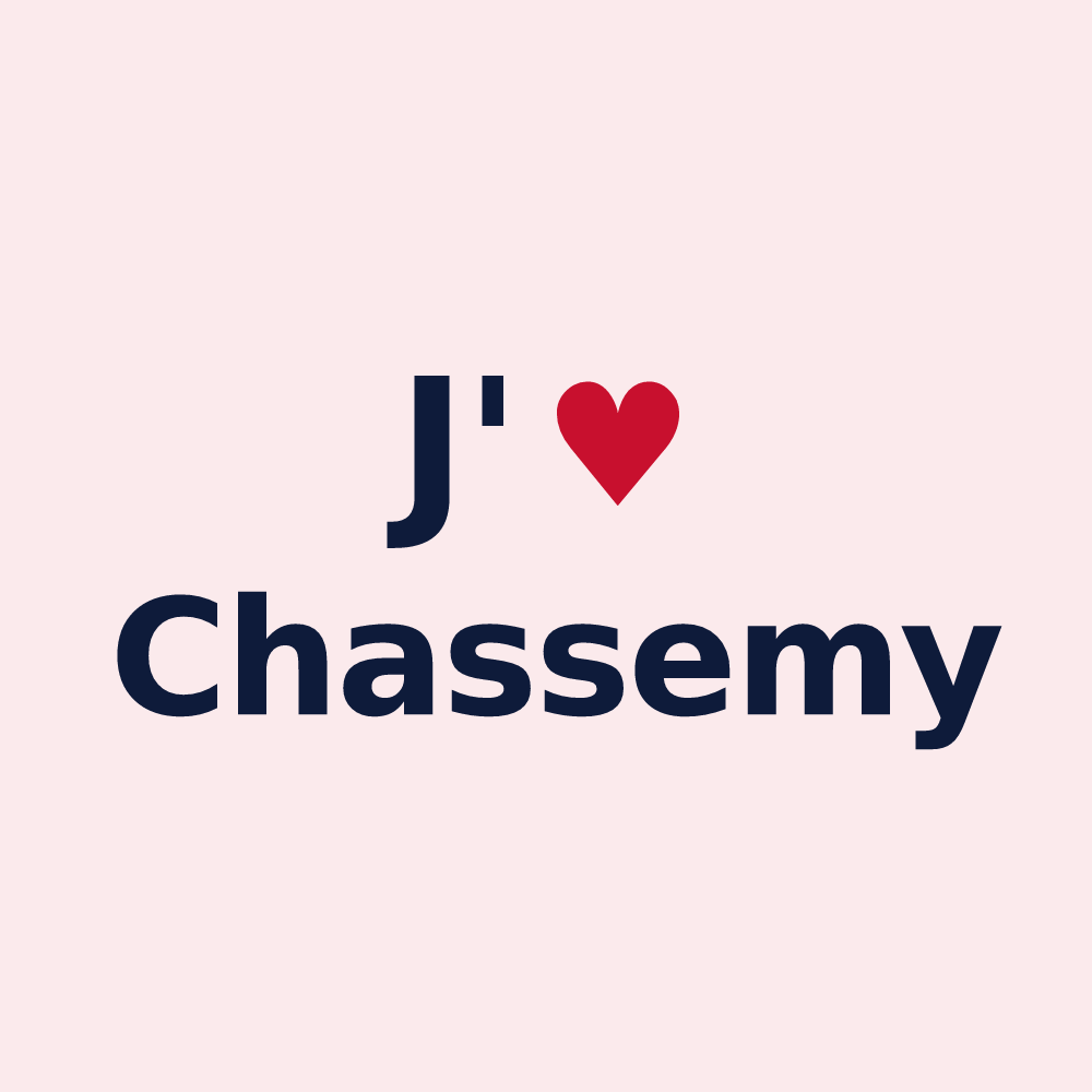 Magnet personnalisé Chassemy — design J'aime Chassemy