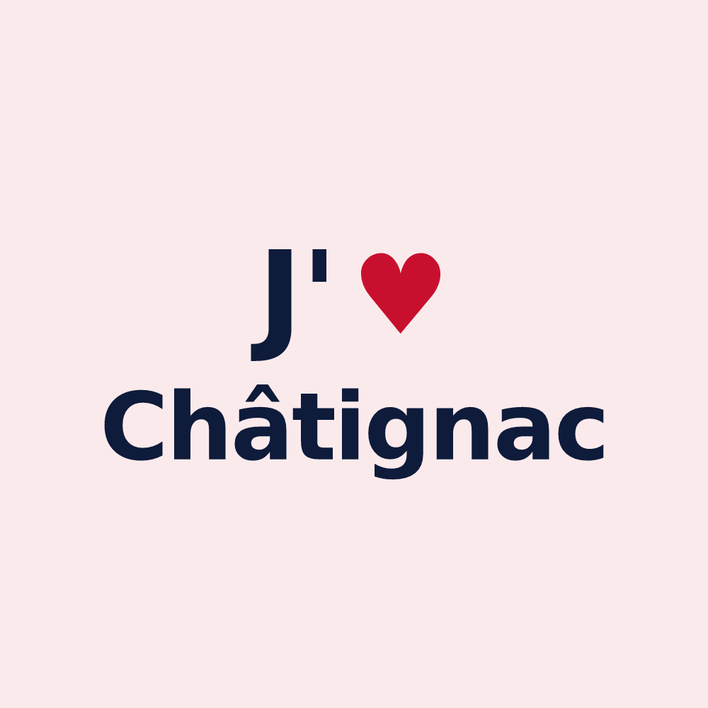 Magnet personnalisé Châtignac — design « J'aime Châtignac » imprimé sur le magnet