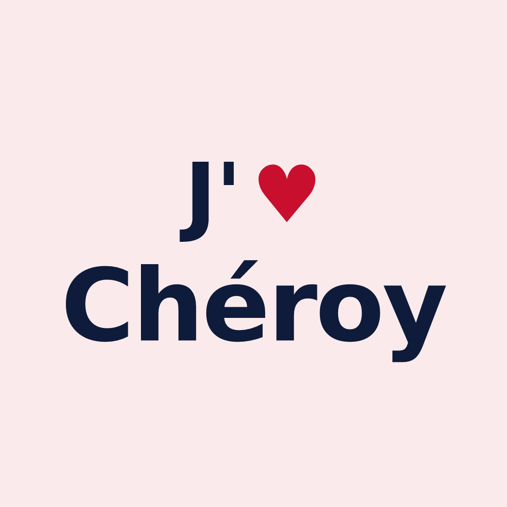 Magnet personnalisé Chéroy — design « J'aime Chéroy » imprimé sur le magnet