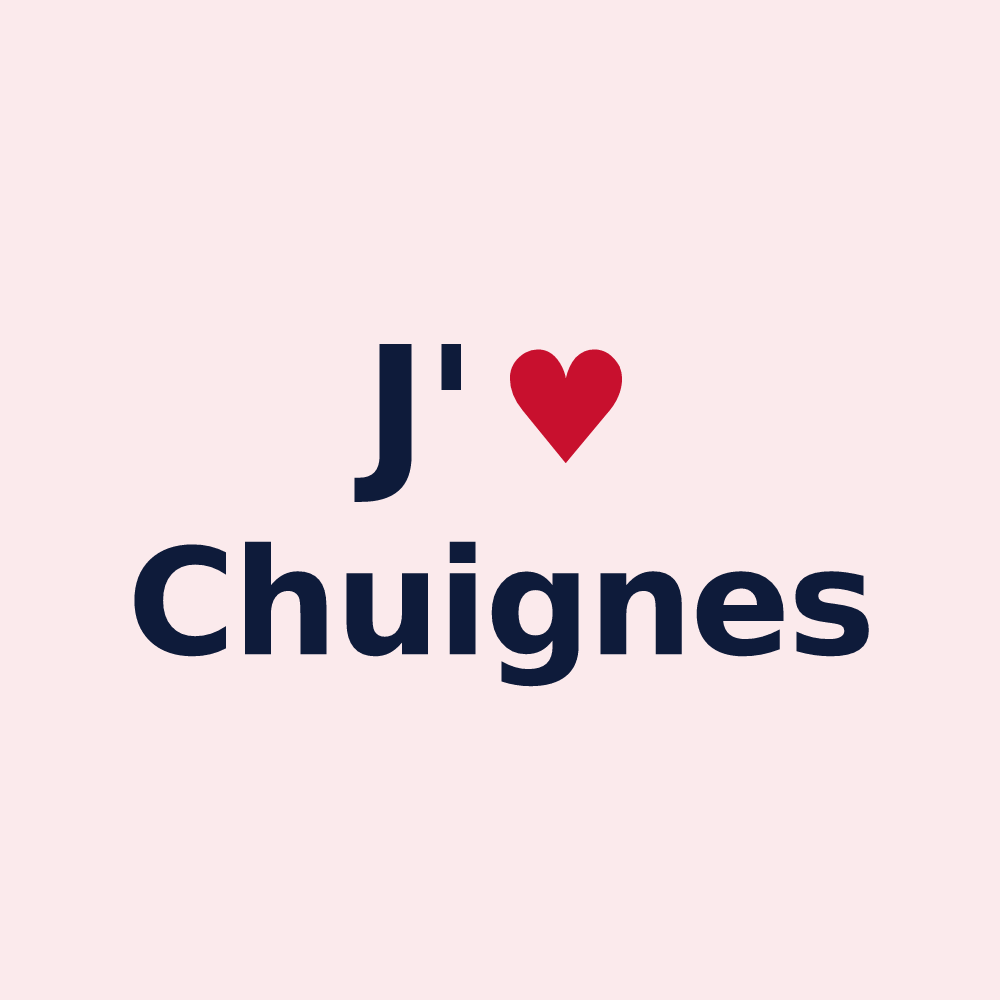 Magnet personnalisé Chuignes — design « J'aime Chuignes » imprimé sur le magnet