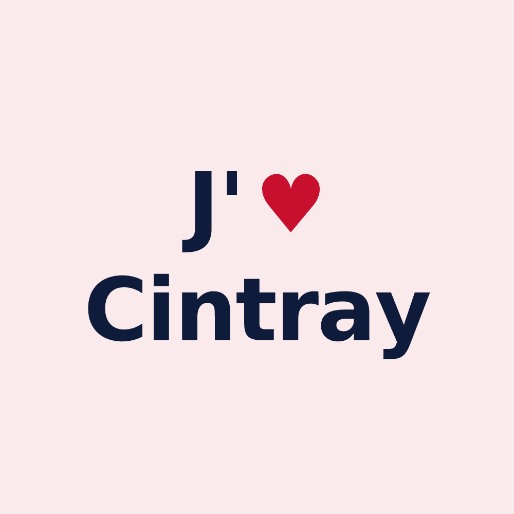 Magnet personnalisé Cintray — design « J'aime Cintray » imprimé sur le magnet