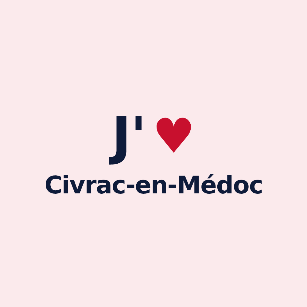 Magnet personnalisé Civrac-en-Médoc — design J'aime Civrac-en-Médoc
