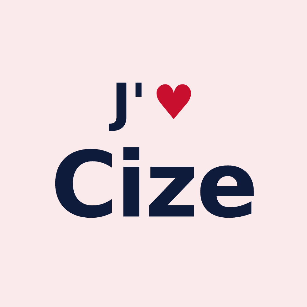 Magnet personnalisé Cize — design « J'aime Cize » imprimé sur le magnet