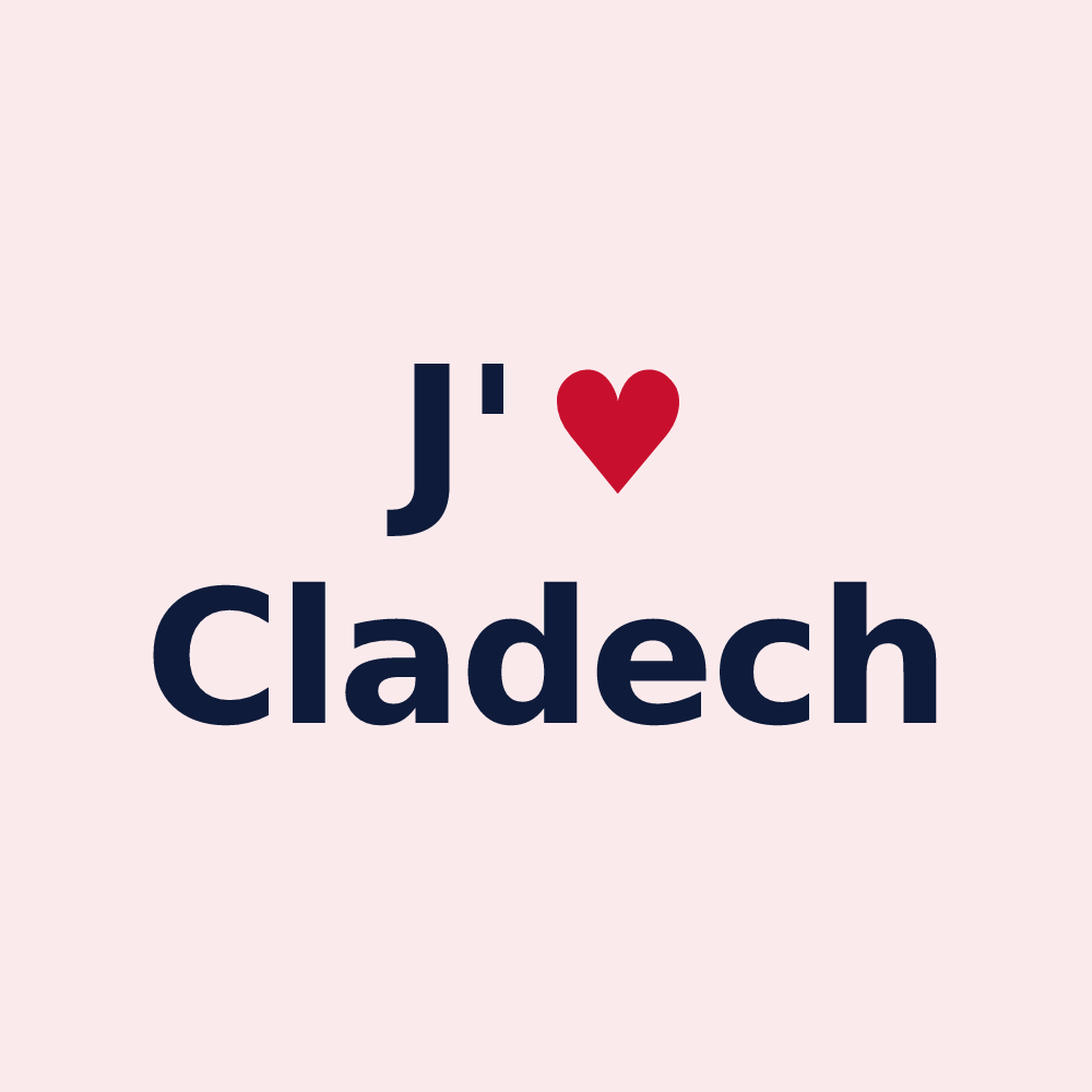 Magnet personnalisé Cladech — design « J'aime Cladech » imprimé sur le magnet