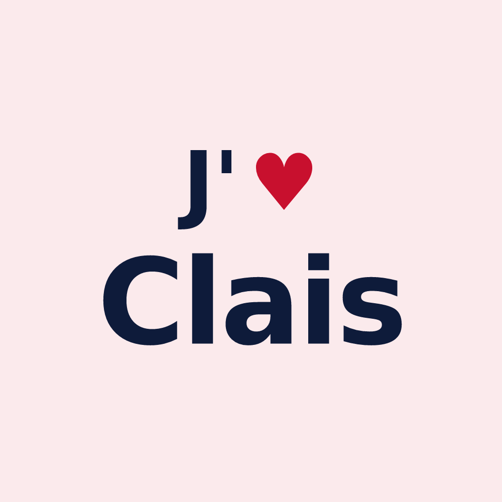 Magnet personnalisé Clais — design « J'aime Clais » imprimé sur le magnet
