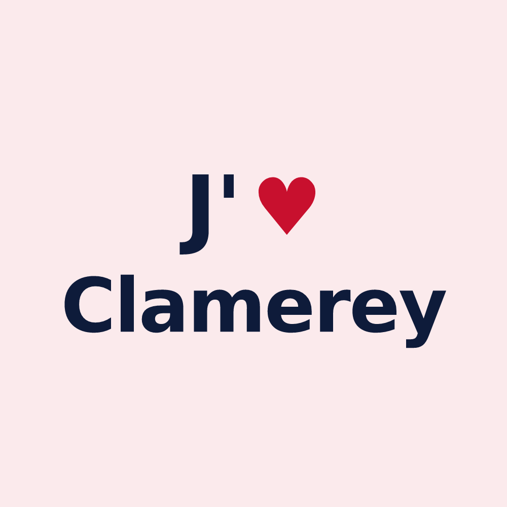 Magnet personnalisé Clamerey — design « J'aime Clamerey » imprimé sur le magnet