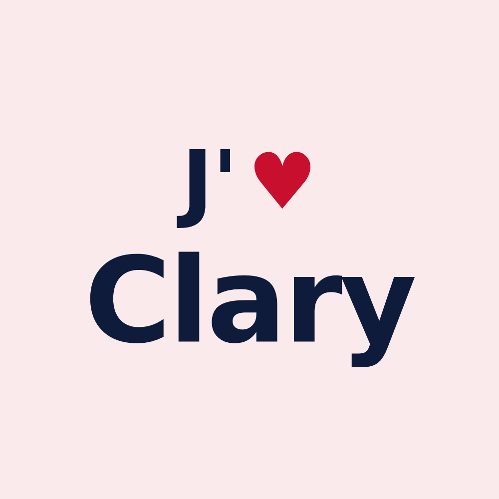 Magnet personnalisé Clary — design « J'aime Clary » imprimé sur le magnet