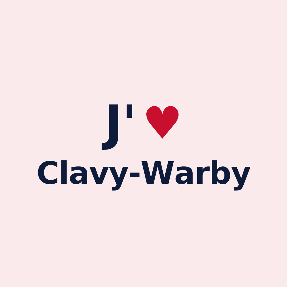 Magnet personnalisé Clavy-Warby — design « J'aime Clavy-Warby » imprimé sur le magnet