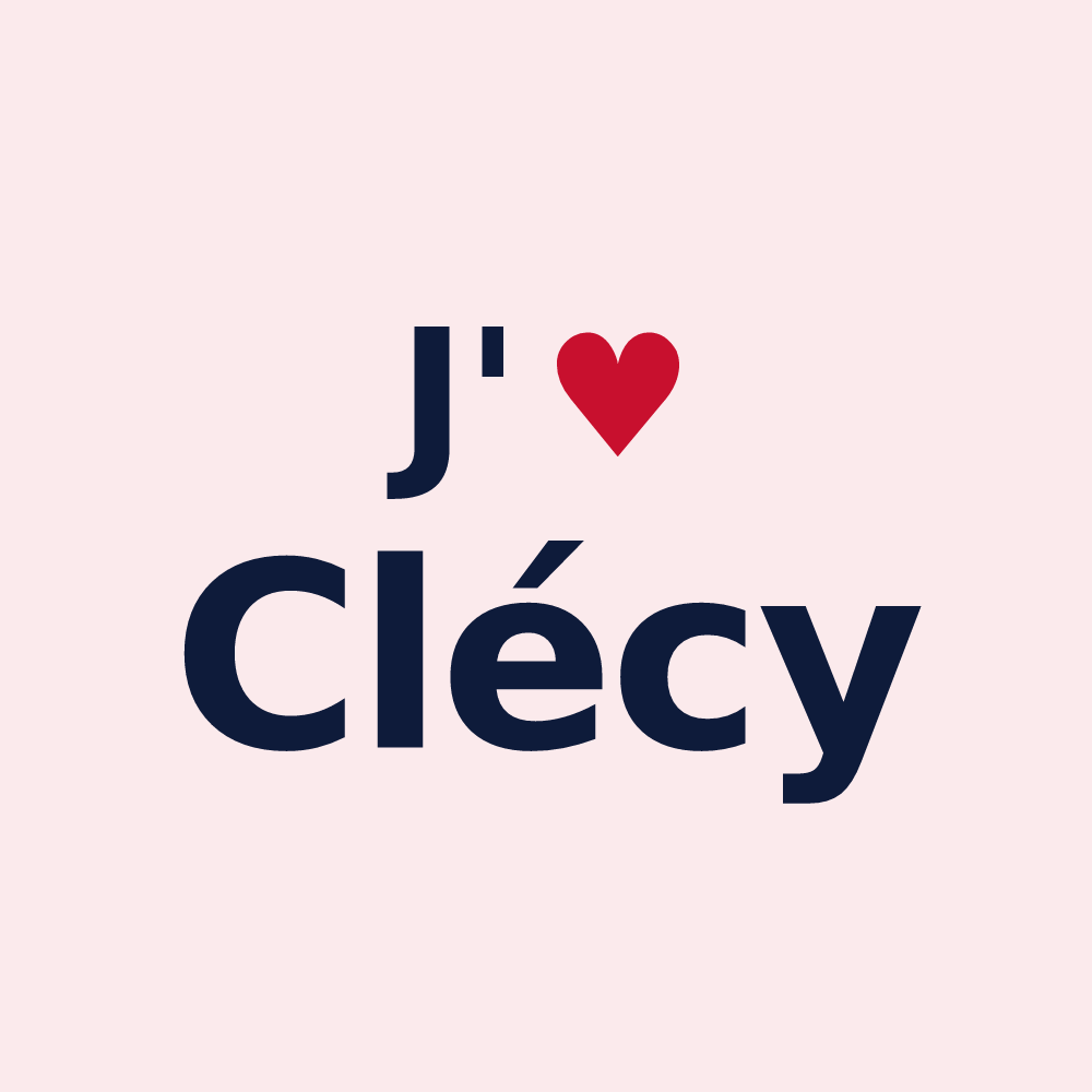 Magnet personnalisé Clécy — design « J'aime Clécy » imprimé sur le magnet
