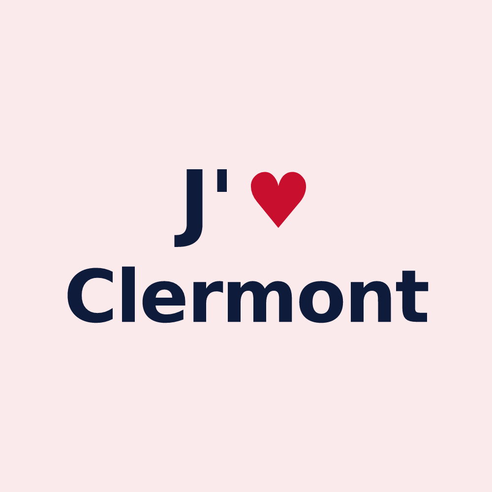 Magnet personnalisé Clermont — design « J'aime Clermont » imprimé sur le magnet