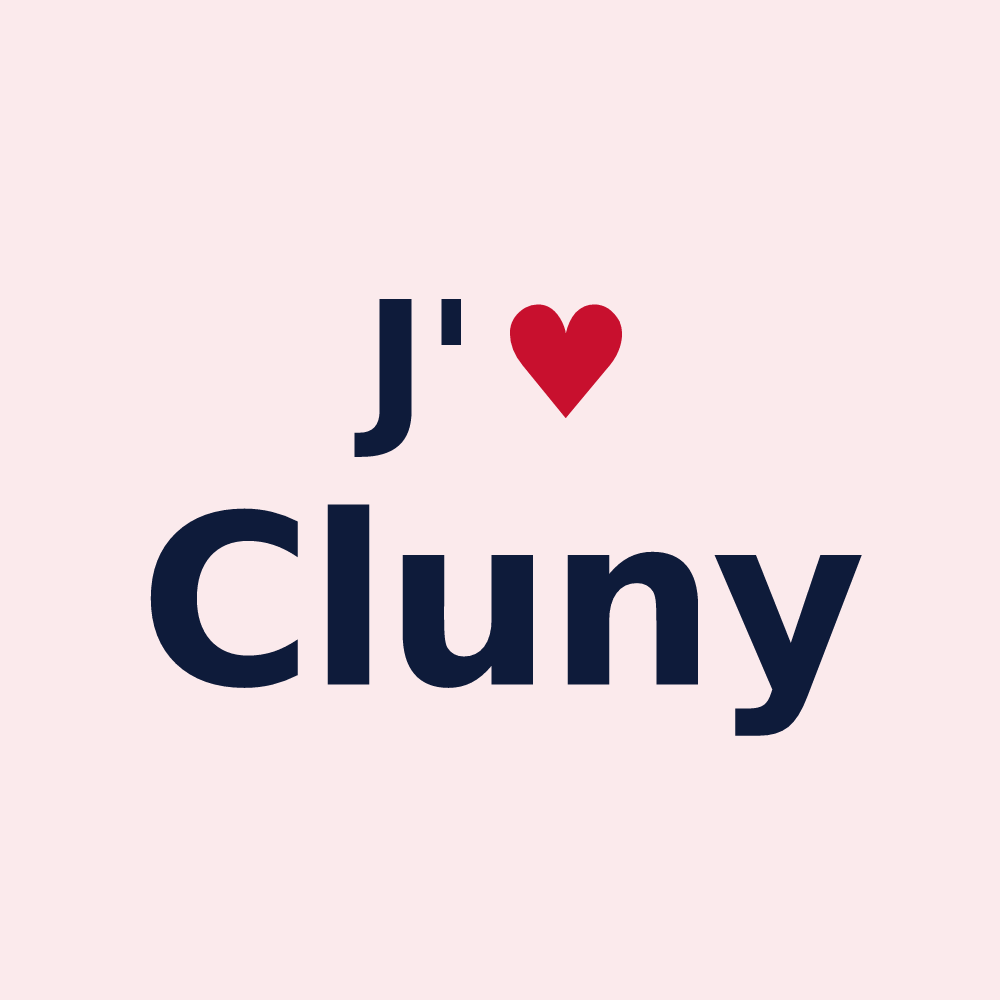 Magnet personnalisé Cluny — design « J'aime Cluny » imprimé sur le magnet