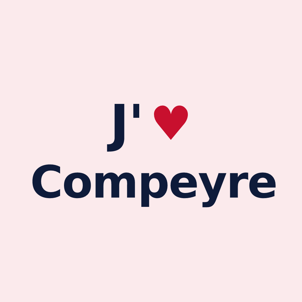Magnet personnalisé Compeyre — design « J'aime Compeyre » imprimé sur le magnet