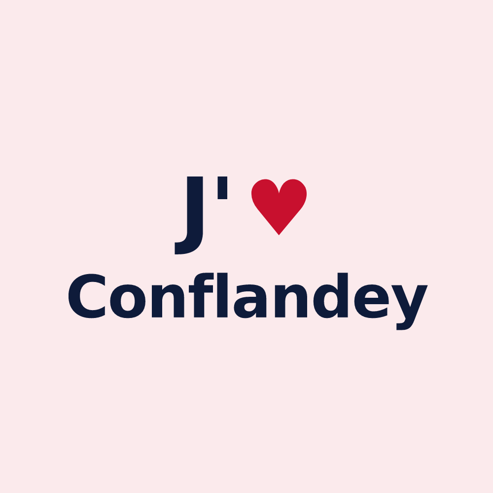 Magnet personnalisé Conflandey — design « J'aime Conflandey » imprimé sur le magnet