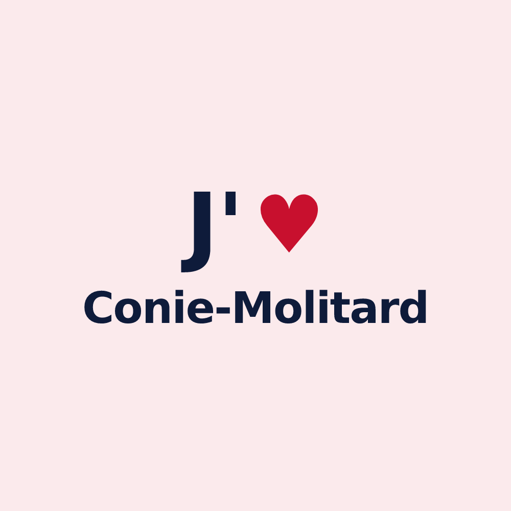 Magnet personnalisé Conie-Molitard — design « J'aime Conie-Molitard » imprimé sur le magnet