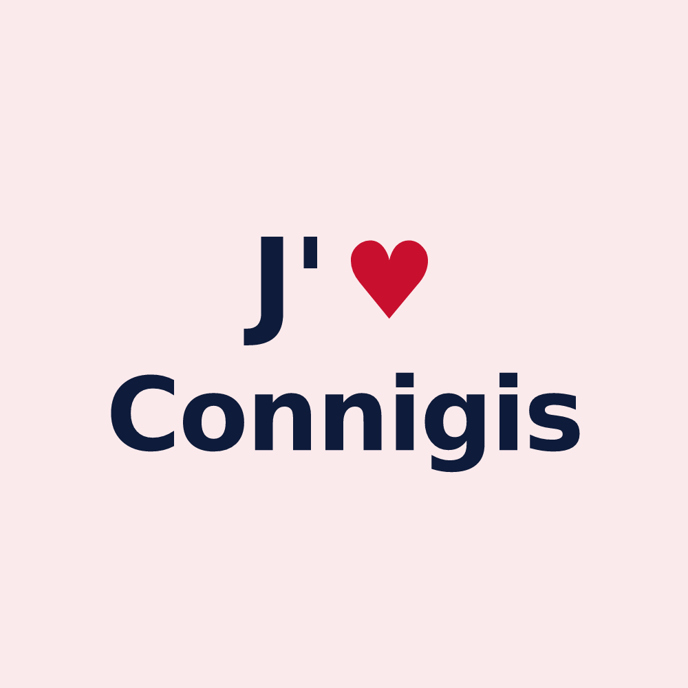 Magnet personnalisé Connigis — design « J'aime Connigis » imprimé sur le magnet