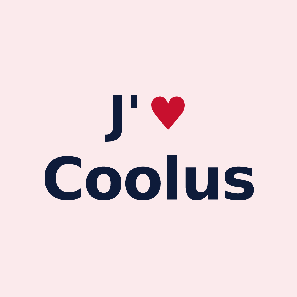 Magnet personnalisé Coolus — design « J'aime Coolus » imprimé sur le magnet