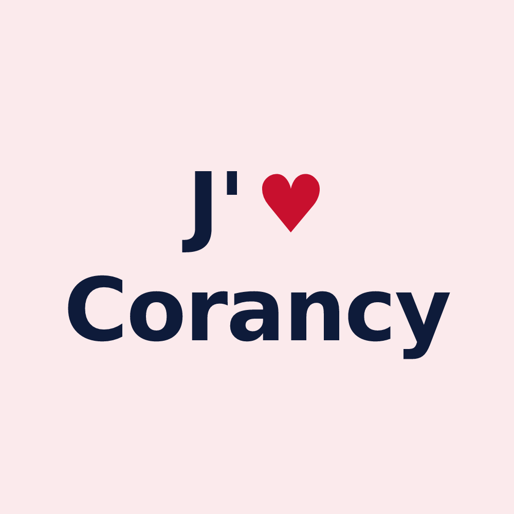 Magnet personnalisé Corancy — design J'aime Corancy